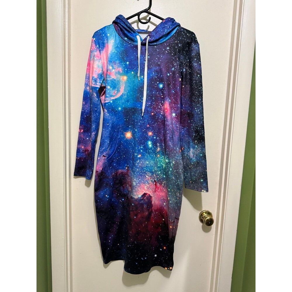 GALAXY SPACE THEME HOODED DRESS large